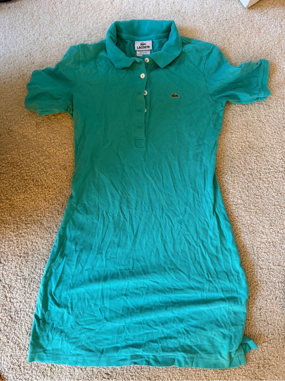 Lacoste Women's Teal Green Cotton Polo Dress Y2K